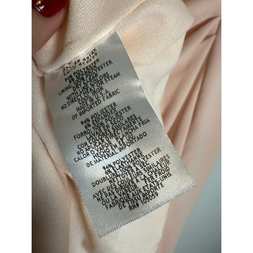 Xscape Blush Pink Long Stretch Scuba Crepe Ruffled Ruched Slit Formal Dress 14 - Picture 10 of 10